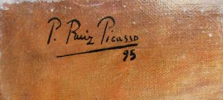 Pablo Picasso Vintage Rare 1895 - Oil On Canvas - Hand Signed No Print