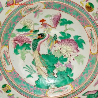 Stunning 40cm 19th Straits Chinese Peranakan Nyonya Famille Rose Bogu Basin Bowl 8