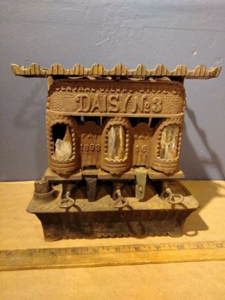 Antique Daisy 1893 Cast Iron Sad Heater Stove Mica Windows No3 3 No.  3