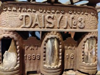 Antique Daisy 1893 Cast Iron Sad Heater Stove Mica Windows No3 3 No.  3 3