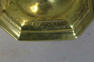 RARE 17TH C SPANISH BRASS CANDLESTICK WITH ENGRAVED DECORATION A STEPPED BASE 5