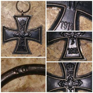 1914 Antique German Wwi Vintage Iron Cross Kings Crown " Ko " Maker Fw 1813