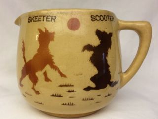 Very Rare Medalta Pottery Pitcher Skeeter And Scooter 3.  5 " Tall