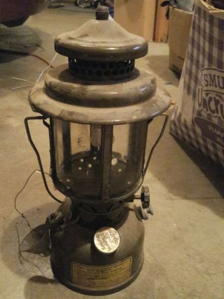 Vintage Us Army Coleman Gasoline Lantern 1958 Quadrant Globe Military Spec