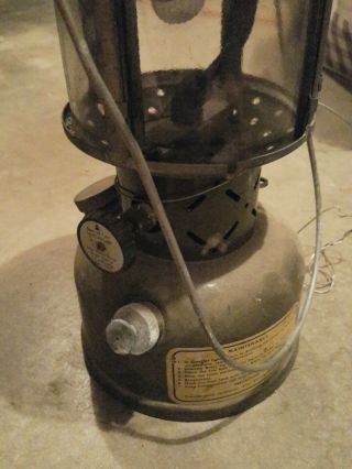 Vintage US Army Coleman Gasoline Lantern 1958 Quadrant Globe Military Spec 6