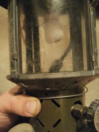Vintage US Army Coleman Gasoline Lantern 1958 Quadrant Globe Military Spec 8