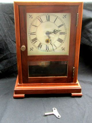 Antique/ Vintage Wooden Mantle Clock Pendulum & Wind Up Key In