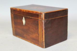 GREAT 18TH C INLAID MAHOGANY TWO COMPARTMENT TEA CADDY IN OLD SURFACE 7