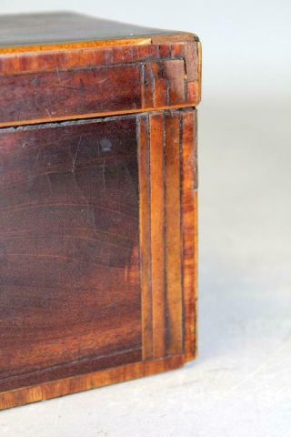 GREAT 18TH C INLAID MAHOGANY TWO COMPARTMENT TEA CADDY IN OLD SURFACE 8