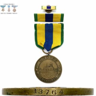13764 Wwi Us Navy Mexico Campaign Medal 1911 - 1917 Numbered Split Brooch Bb&b