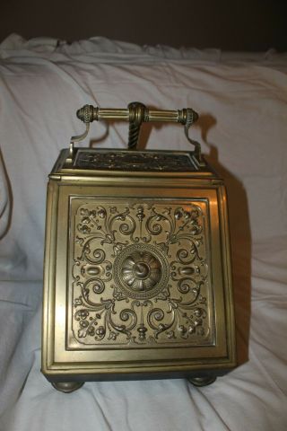 Antique Coal Box Hod Scuttle Bucket W/hinged Lid And Handle W Insert And Scoop