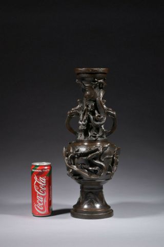 Impressive Antique Chinese Bronze Altar Vase,  Ming Dynasty