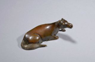 Antique Chinese Bronze Scroll Weight - Recumbent Horse,  Ming Dynasty.