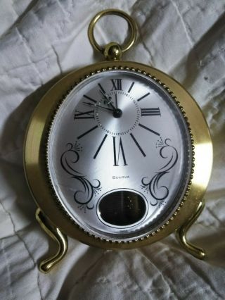 :) Vintage Bulova Musical Music Box Cuendet Alarm Clock Anniversary Waltz :)