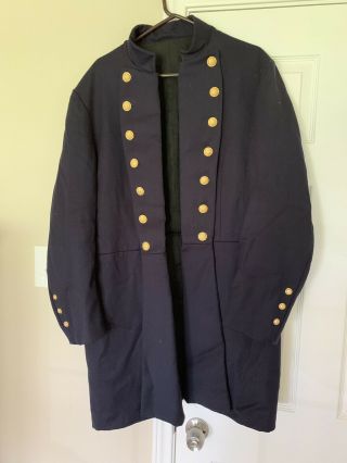 Navy Blue Wool Coat With Brass Buttons.  Worn As Part Of The Buffalo Soldiers