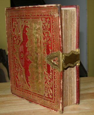 Antique 1867 Old & Testament Family Holy Bible Red Covers Last Supper Clasp