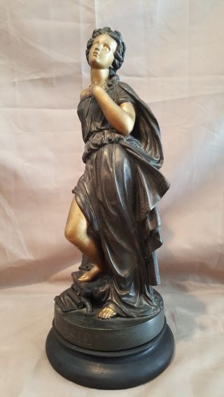 19thc Antique Art Nouveau La Poesie French Lady Statue Old Victorian Sculpture