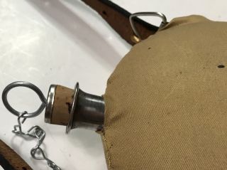 PRE WWI US SPANISH AMERICAN WAR M1878 CANTEEN AND LEATHER CARRY STRAP 4