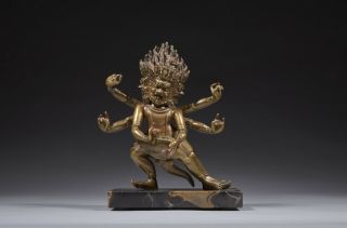Antique Sino - Tibetan Bronze Figure Of Mahakala