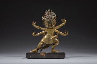 Antique Sino - Tibetan bronze figure of Mahakala 2