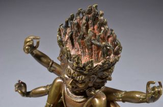 Antique Sino - Tibetan bronze figure of Mahakala 3