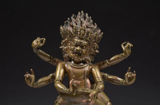 Antique Sino - Tibetan bronze figure of Mahakala 4