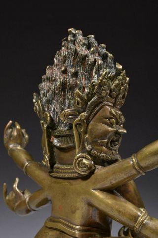 Antique Sino - Tibetan bronze figure of Mahakala 6