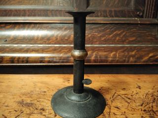 Rare Antique Adjustable Wedding Band 18th 19th C Hogscraper Iron Candlestick 5