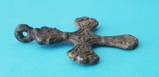 Viking Bronze Cross Pendant cross with Runic Decoration Circa 8th - 9th century 3