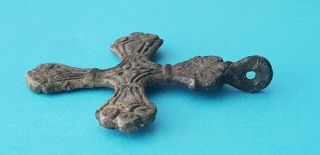 Viking Bronze Cross Pendant cross with Runic Decoration Circa 8th - 9th century 4