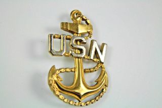 Gold Filled And Sterling U.  S.  Navy Pin With Anchor Marked Usn Two Tone