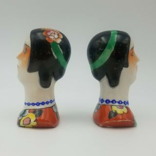 Vintage 1920s Noritake Japan Art Deco Flapper Lady Head Salt & Pepper Shakers 3
