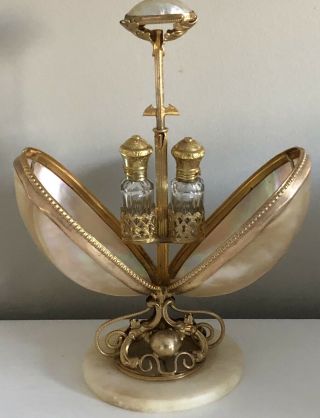 French Mother Of Pearl Egg With Hidden Perfume Bottles