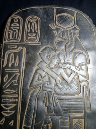 RARE ANCIENT EGYPTIAN ANTIQUE Stela Goddess Isis Nursing Boy Stone 1775 Bc 4