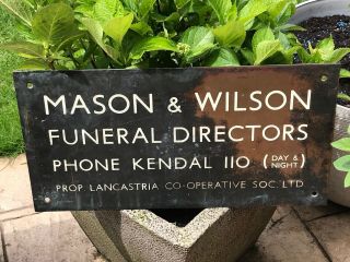Large Solid Brass Bronzed Funeral Directors Sign Plaque Mason & Wilson Kendal