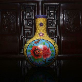 Old Rare Cloisonne Chinese Porcelain Flower Vase Chenghua Mk