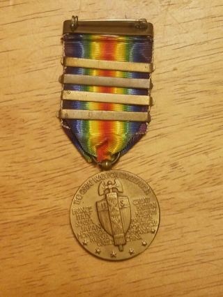 Rare US WW1 Victory Medal with 4 Campaign Bars The Great War For Civilization 3