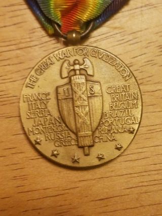 Rare US WW1 Victory Medal with 4 Campaign Bars The Great War For Civilization 4