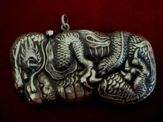 Fine Novelty Solid Sterling Silver Hallmarked Chinese Dragon Vesta Case