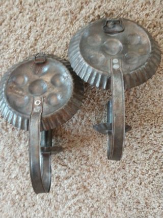 circa.  1860 ' s Tin Candle Wall Sconces - Dimple Back - Form 5