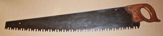 VINTAGE LOGGERS CROSSCUT SAW ONE OR TWO MAN,  WARRANTED SUPERIOR WITH 36 