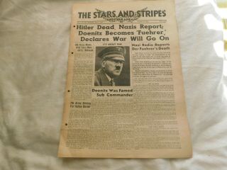 Wwiii Ww2 The Stars And Stripes 2 May 1945 Hitler Dead Newspapers Complet