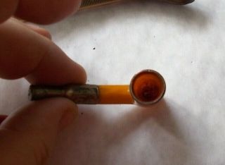 LOVELY LOOKING SMALL ANTIQUE BLOCK AMBER PIPE BY H.  WASMANN JR.  AMSTERDAM. 10