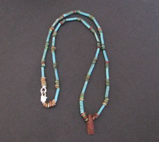 NILE Ancient Egyptian Crocodile Amulet Mummy Bead Necklace ca 1200 BC 3