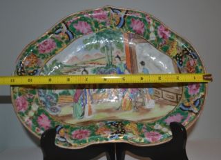 Antique Chinese 19th Century Cantonese Rose Medallion Oval Dish 10