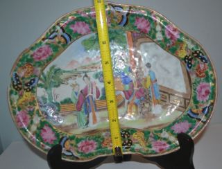 Antique Chinese 19th Century Cantonese Rose Medallion Oval Dish 11