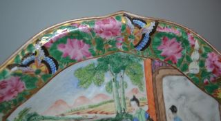 Antique Chinese 19th Century Cantonese Rose Medallion Oval Dish 7