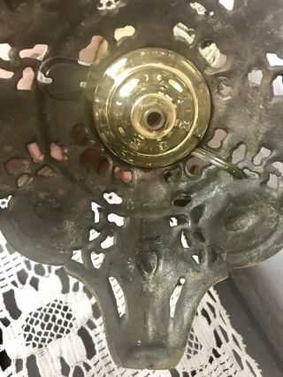 Antique Ornate Solid Brass Oil Lamp Converted Alabaster Agate Center Stamped 