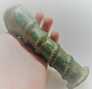 Extremely Rare Ancient Viking Bronze Mace Head With Serpent Coiled All Around