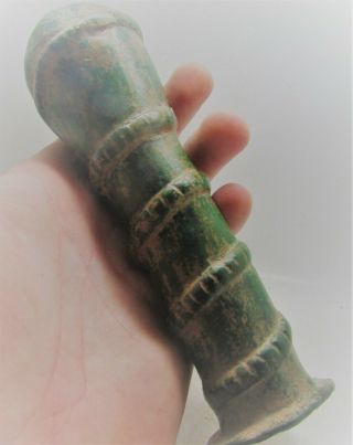 EXTREMELY RARE ANCIENT VIKING BRONZE MACE HEAD WITH SERPENT COILED ALL AROUND 4